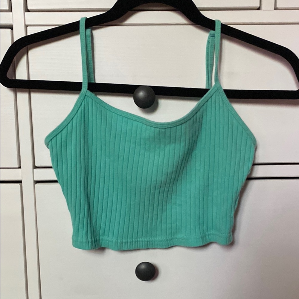 SHEIN Green Ribbed Camisole Crop Top